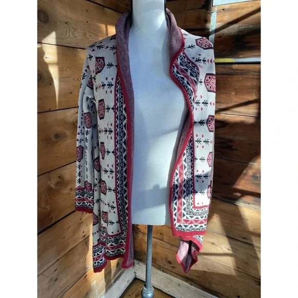 H&M Southwestern Cardigan Women’s S Open Front Asymmetrical Hem - Picture 1 of 7